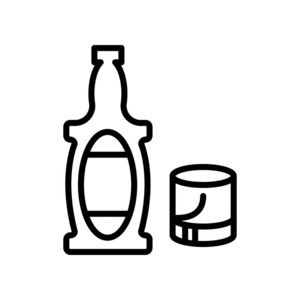 威士忌图标矢量孤立的白色背景, 威士忌透明标志, 线和轮廓元素的线性样式