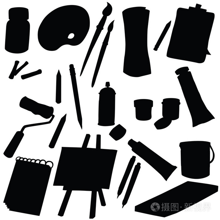 矢量剪影艺术用品