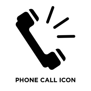 电话呼叫图标矢量隔离在白色背景上, 标志概念的电话呼叫标志上透明背景, 实心黑色符号