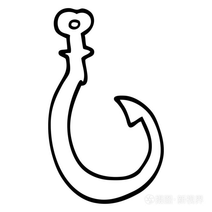 线画卡通大鱼钩