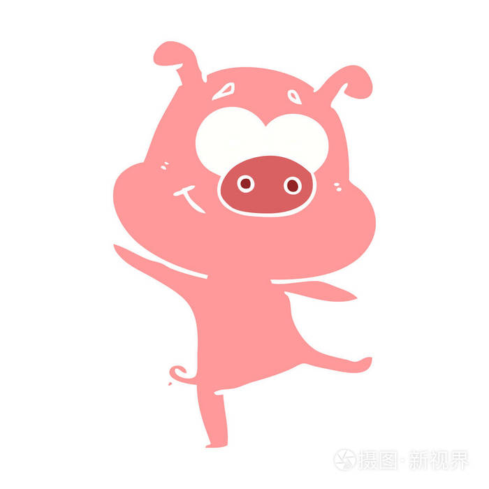 快乐平彩风格动画片猪跳舞