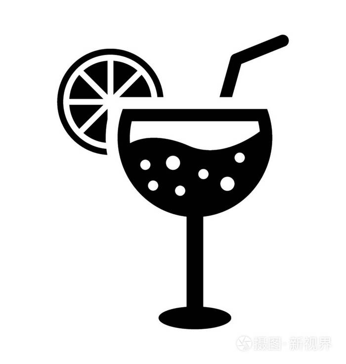 含果汁和柠檬的玻璃杯饮料图标