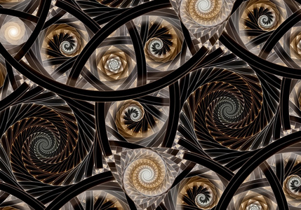 黑色背景上的抽象分形螺旋
