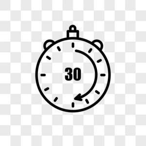 30分钟矢量图标在透明背景上隔离, 30 mi定时器图标.