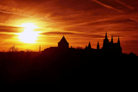 布拉格城堡的落日