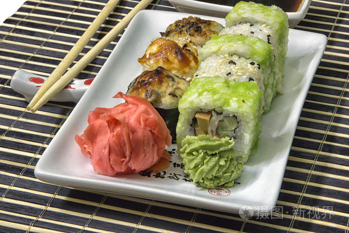 寿司姜与芥末makisu上设置