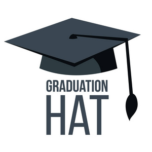 毕业帽向量。黑人学术学生帽。教育图标。完成教育符号。独立卡通插图