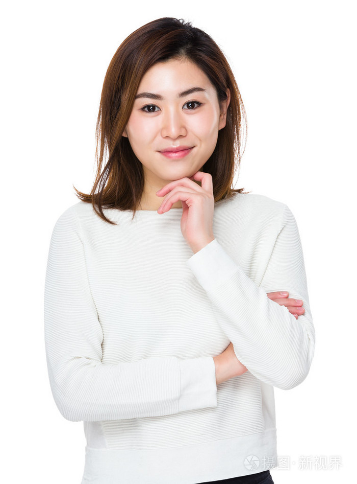 用手托住下巴的女人
