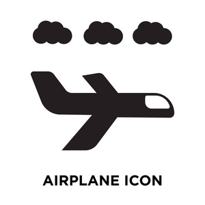 飞机图标矢量在白色背景下被隔绝, 标志概念飞机标志在透明背景, 被填装的黑色标志