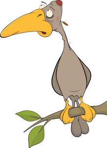 卡通啄木鸟一棵树上。卡通
