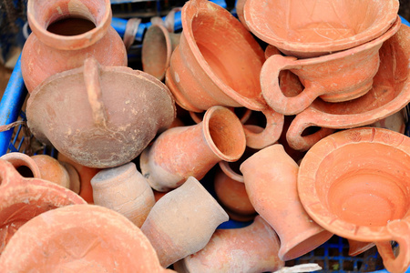 待售的陶器。Panauti尼泊尔。1094