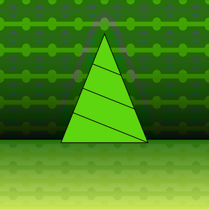 绿色的线性模式矢量卡的三角形状圣诞树