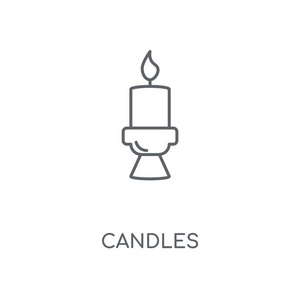 蜡烛线性图标。蜡烛概念笔画符号设计。薄的图形元素向量例证, 在白色背景上的轮廓样式, eps 10