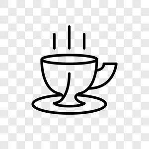 咖啡杯矢量图标独立于透明背景, 咖啡杯徽标概念