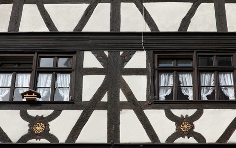 在 gemunden，德国半砖木结构的老房子