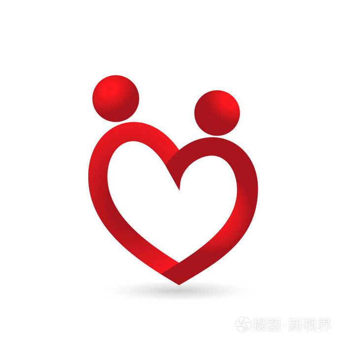 爱心符号徽标情侣爱情概念图标向量