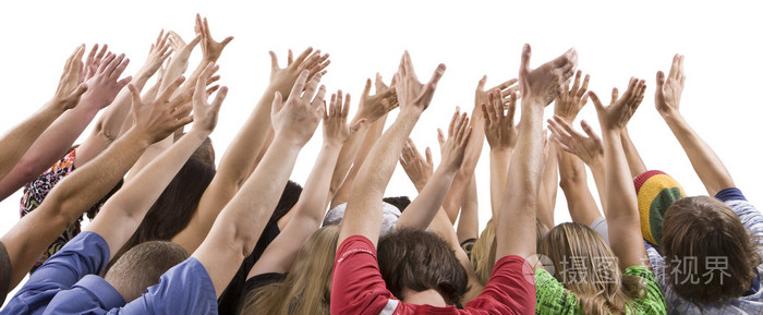 男人和女人举手