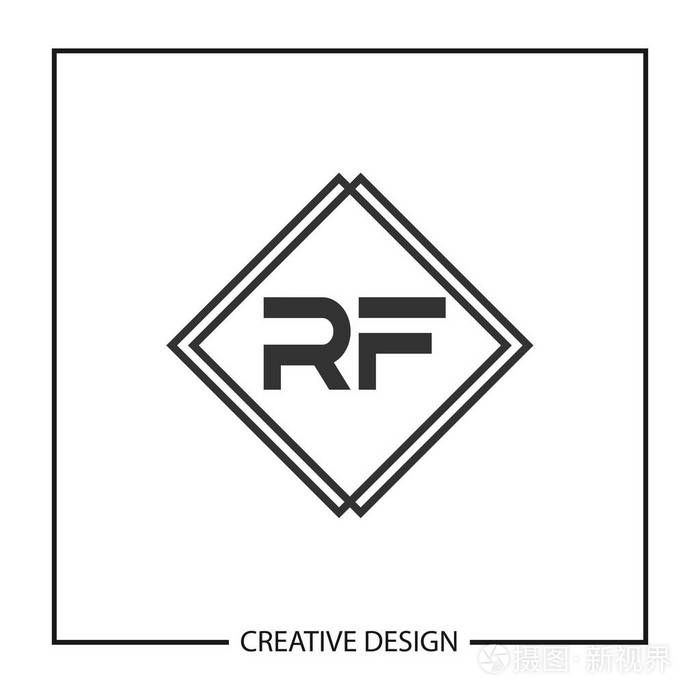 初始字母 rf 徽标模板设计向量插图