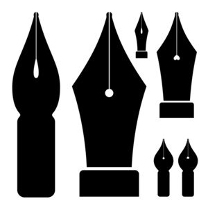 卧龙凤雏旧墨水的钢笔笔尖照片