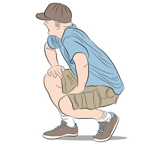 跪着的简笔画图片