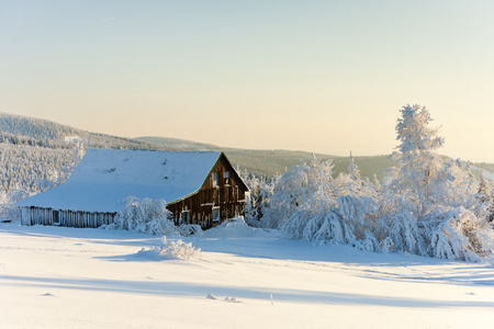 orlicke 山在冬季，捷克共和国