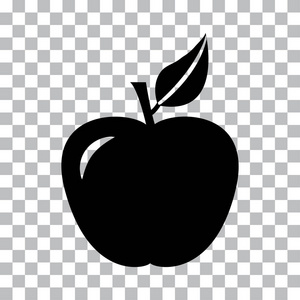 透明背景上的黑苹果图标。矢量插图