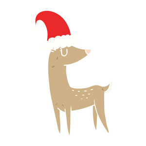 纯色风格动画片圣诞驯鹿