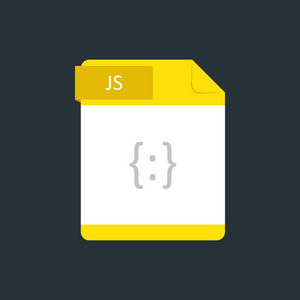 Js 文件类型图标。在深蓝色背景上隔离的矢量插图