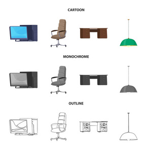家具和工作图标的矢量设计。家具和家庭股票矢量图集