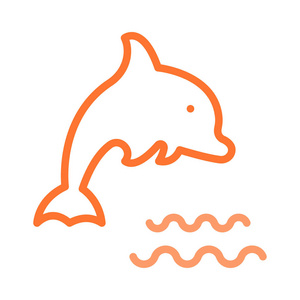 海豚的平面图标 矢量 插图