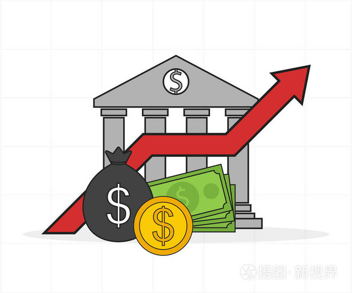 经济增长的概念, 银行贷款, 向量例证