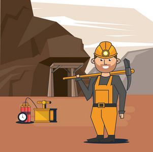 采矿工人动画片