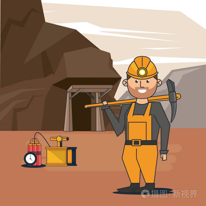 采矿工人动画片