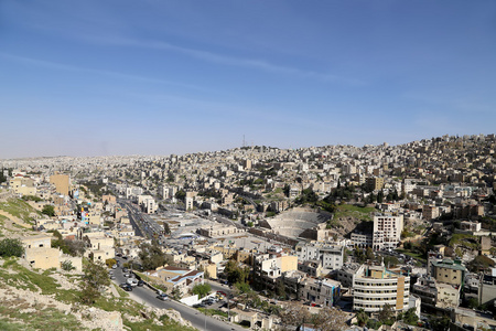 安曼的天际线，Jordan，中东地区的视图