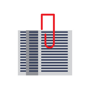 纸夹子图标矢量隔离在白色背景, 回形针透明符号, 彩色设备符号