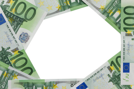 面值为100欧元的纸币的背景。复制空间