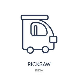 瑞克锯图标。从印度收藏的 ricksarekcsap 线性符号设计。简单的大纲元素向量例证在白色背景