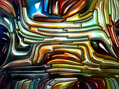 由含铅玻璃设计的艺术抽象, 让人联想到新艺术对自然美与灵性的主题