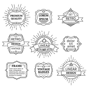 向量组的线性复古徽章 标签 标志模板和框架