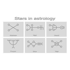 在占星术中为您设计的单色图标, 带有星星的符号