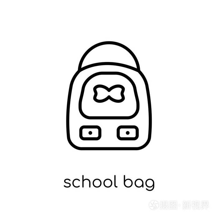 时尚现代平线性向量书包图标在白色背景从细线电子学习和教育汇集, 可