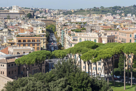 鸟空中全景城市景观的罗马, 意大利。罗马的景点在意大利