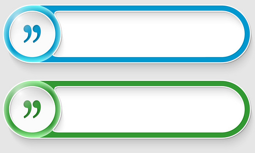 带引号的蓝色和绿色的矢量抽象按钮