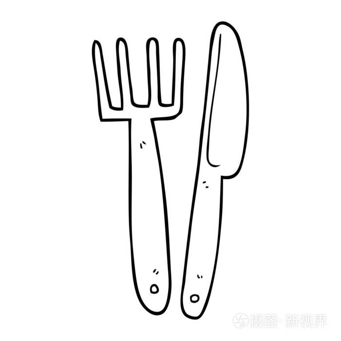 叉子和刀怎么画简笔画图片