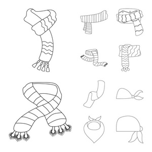 围巾和披肩图标的矢量插图。套围巾和附件股票矢量插图