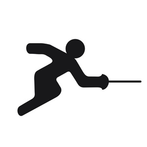 击剑标志符号在白色背景体育图片