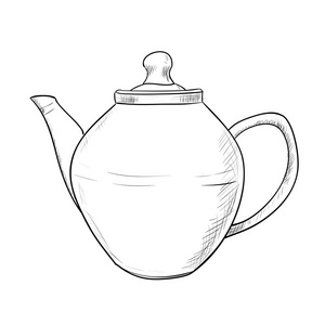 茶壶的素描插图