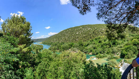 克罗地亚希贝尼克克罗地亚国家公园之一克尔卡国家公园瀑布全景图