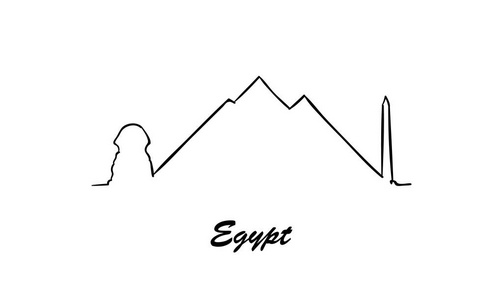 一条线样式埃及速写向量例证在白色背景