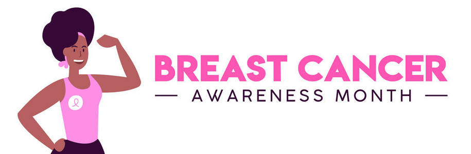 乳腺癌意识网络横幅插图的力量和健康支持。女人做强姿态, 幸存者战斗概念。Eps10 矢量